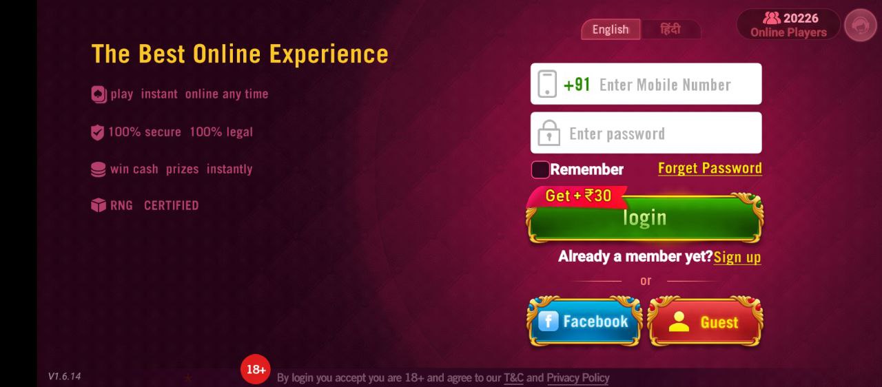Create Account In Rummy Guru App